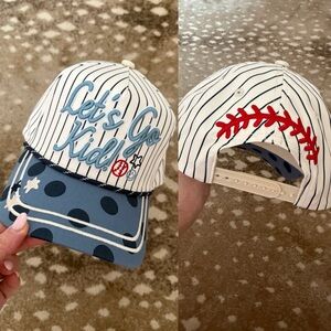 Striped Baseball Cap with Blue and Red Baseball Mom Pinstripe Laces Hat